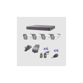 Kit Turbo HD 1080p ColorVu, DVR 4 Canales, 4 Cámaras Tipo Bala, Exterior, Lente 2.8 mm, Fuente de Poder Profesional, Transcepto