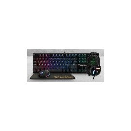 Kit 4 en 1 Gamdias, Teclado, Mouse, Audífonos, Mousepad, Alámbrico, USB, Inglés, Color Negro