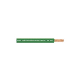 Cable Indiana, 10 AWG, 1 Metro, Conductor de Cobre Suave Cableado, Color Verde, Aislamiento de PVC, Autoextinguible