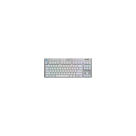 Teclado Gamer G915 TKL Logitech, RGB, Teclado Mecánico, Switch GL Táctil, Inalámbrico, Inglés, Color Blanco
