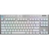 Teclado Gamer G915 TKL Logitech, RGB, Teclado Mecánico, Switch GL Táctil, Inalámbrico, Inglés, Color Blanco