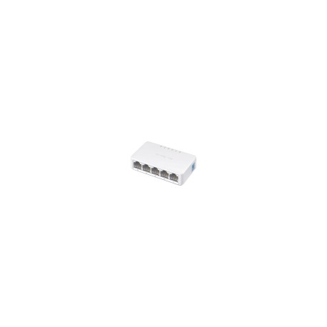 Switch 5 Puertos Mercusys Rj45 10/100 Mbps, No Administrable, Auto Mdi/Mdix Half y Full Duplex, para Escritorio