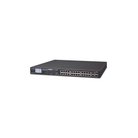 Switch No Administrable Fast Ethernet Planet, 24 Puertos PoE 10/100Mbps, 2 Puertos TP-SFP, 8.8 Gbit´s, Pantalla LCD para Monito