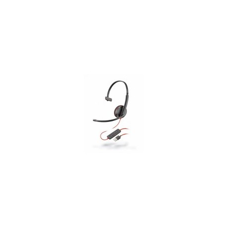 Audífonos con Micrófono Monoaural Blackwire Polycom, Alámbrico, USB, Color Negro