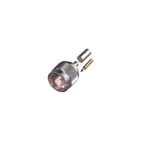 Conector Coaxial de Anillo Plegable N Macho RF Industries, Color Plata
