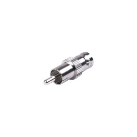 Adaptador RF Industries, de BNC Hembra a RCA Macho, Aplicaciones Audio-Video, 50 Ohm-Fono, Níquel, Plata, Delrin