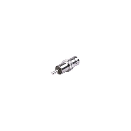 Adaptador RF Industries, de BNC Hembra a RCA Macho, Aplicaciones Audio-Video, 50 Ohm-Fono, Níquel, Plata, Delrin
