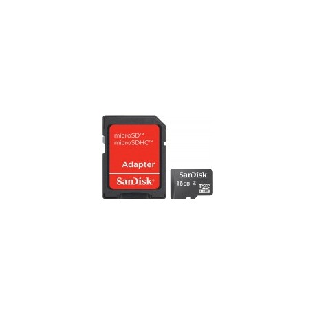 Memoria Micro SD Sandisk, 16 GB, Clase 4, Color Negro