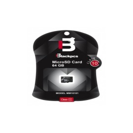 Memoria Micro SD Flash BlackPcs, 64 GB, Color Negro, Clase 10, con Adaptador